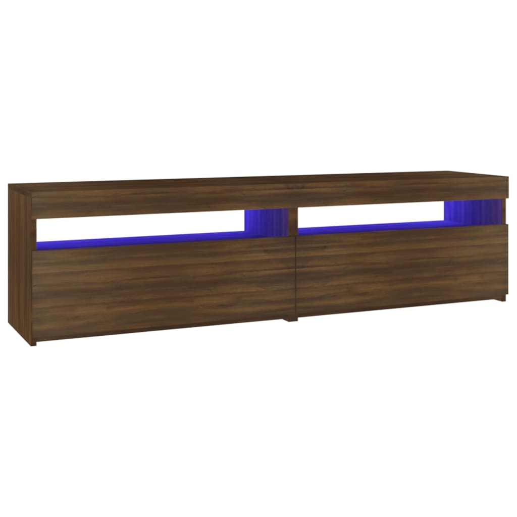 TV-taso LED-valoilla 2 kpl ruskea tammi 75x35x40 cm - Sisustajankoti.fi