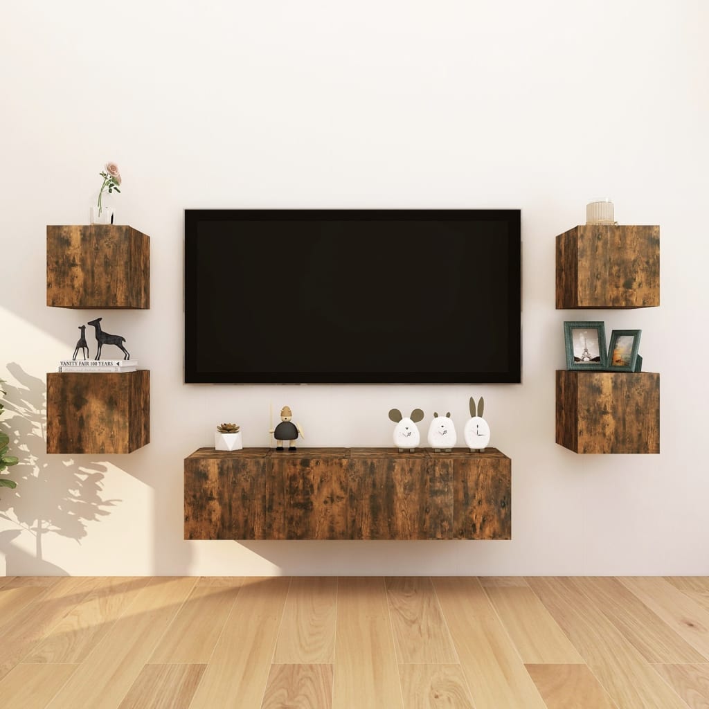 Seinäkiinnitettävät TV-kaapit 2 kpl savutammi 30,5x30x30 cm - Sisustajankoti.fi