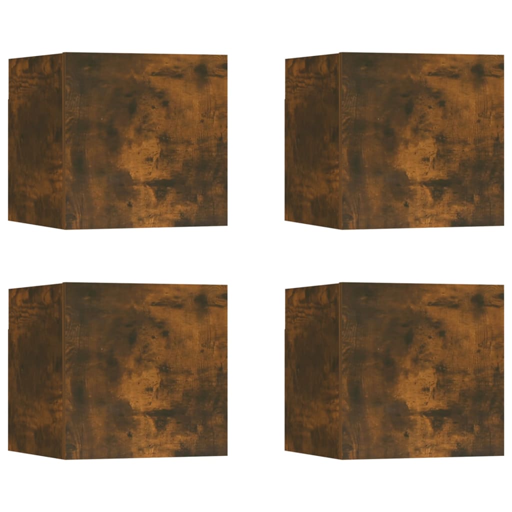 Seinäkiinnitettävä TV-kaapit 4 kpl savutammi 30,5x30x30 cm - Sisustajankoti.fi