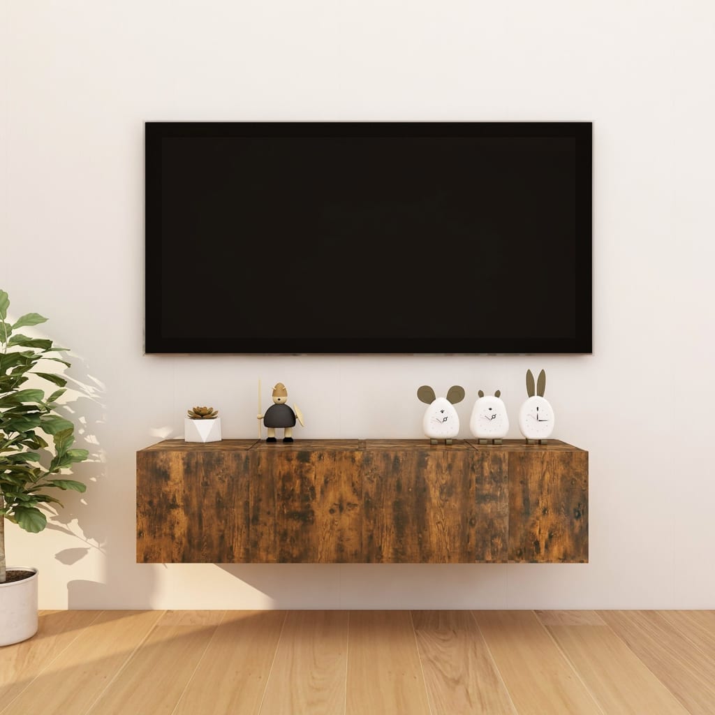 Seinäkiinnitettävä TV-kaapit 4 kpl savutammi 30,5x30x30 cm - Sisustajankoti.fi