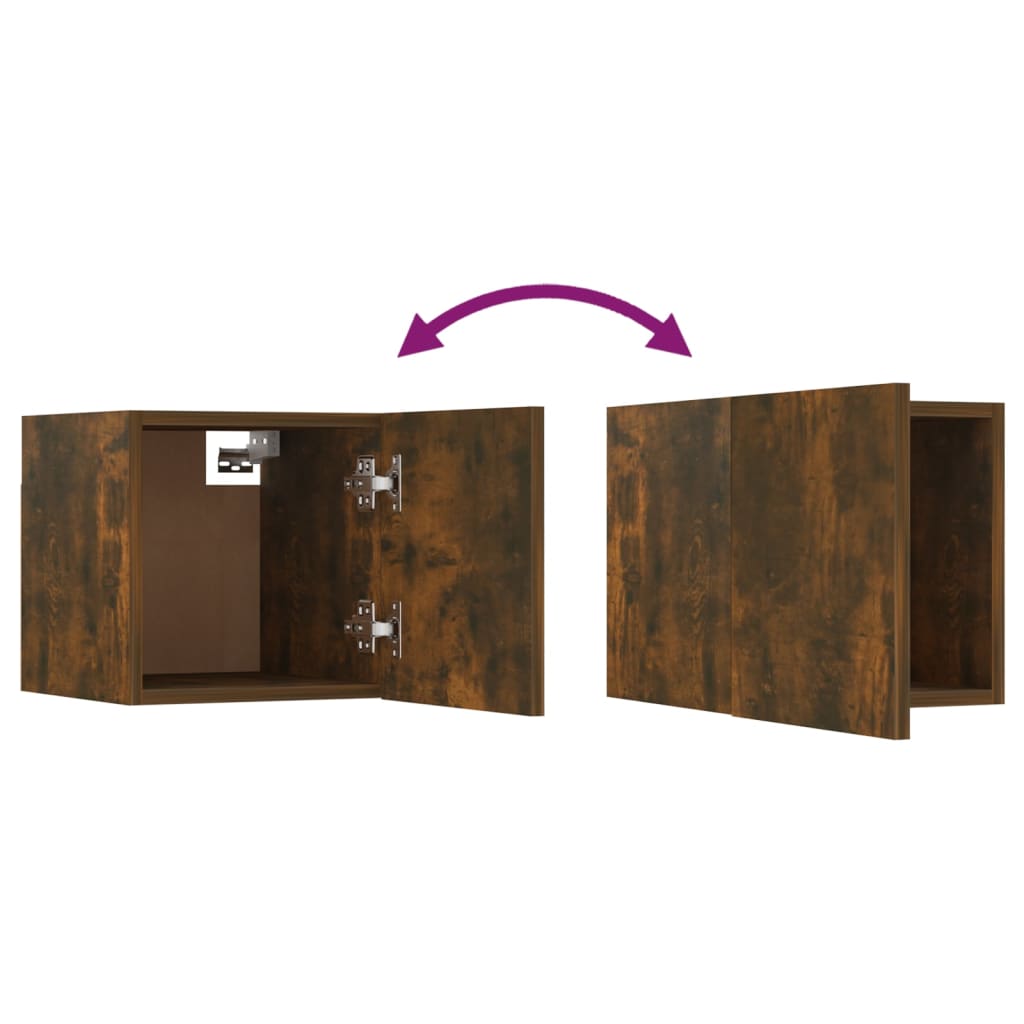 Seinäkiinnitettävä TV-kaapit 4 kpl savutammi 30,5x30x30 cm - Sisustajankoti.fi