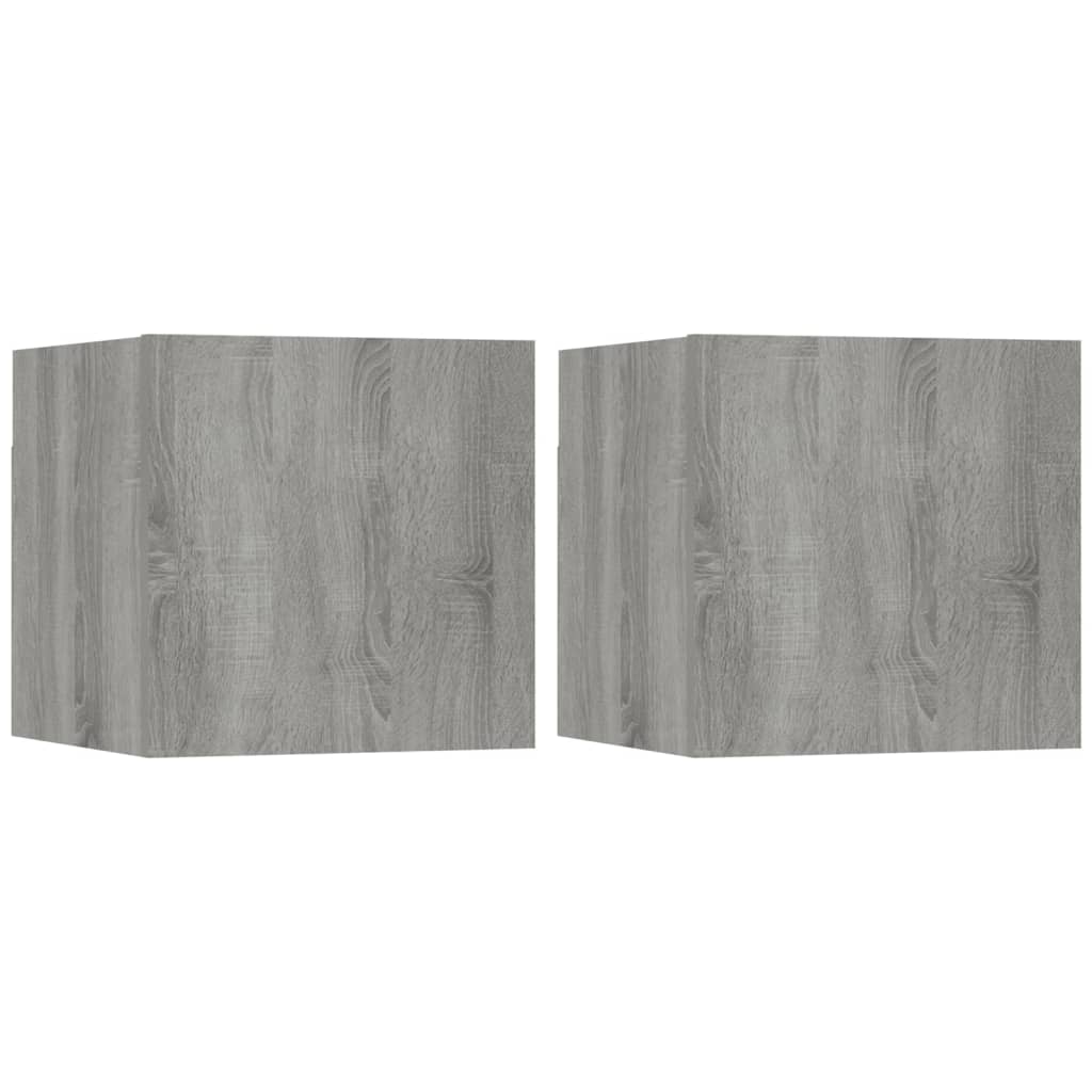 Seinäkiinnitettävät TV-kaapit 2 kpl harmaa Sonoma 30,5x30x30 cm - Sisustajankoti.fi
