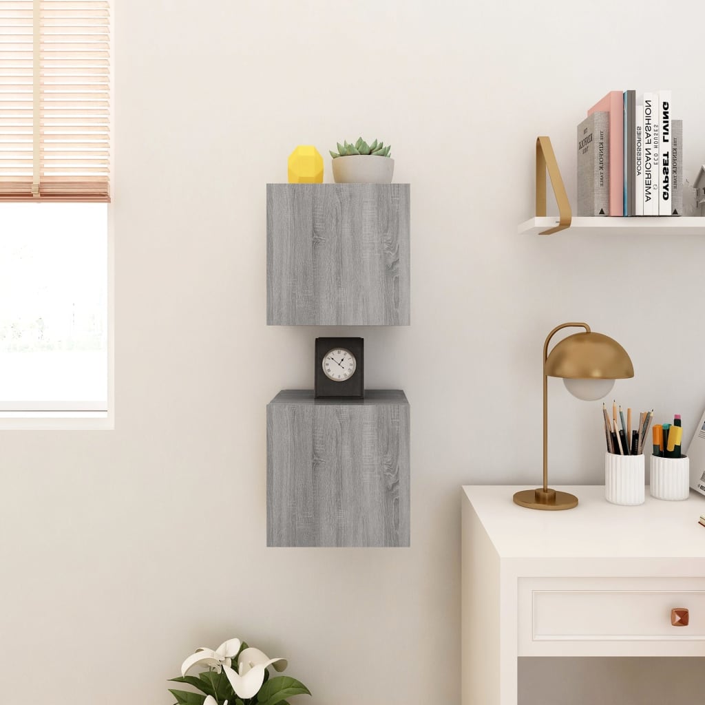 Seinäkiinnitettävät TV-kaapit 2 kpl harmaa Sonoma 30,5x30x30 cm - Sisustajankoti.fi