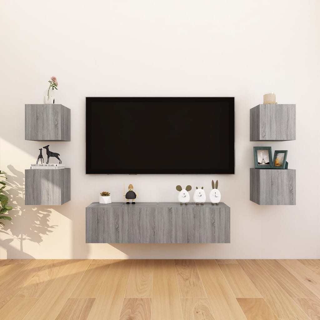 Seinäkiinnitettävät TV-kaapit 2 kpl harmaa Sonoma 30,5x30x30 cm - Sisustajankoti.fi