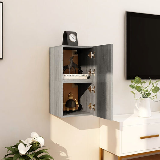 Seinäkiinnitettävät TV-kaapit 2 kpl harmaa Sonoma 30,5x30x30 cm - Sisustajankoti.fi