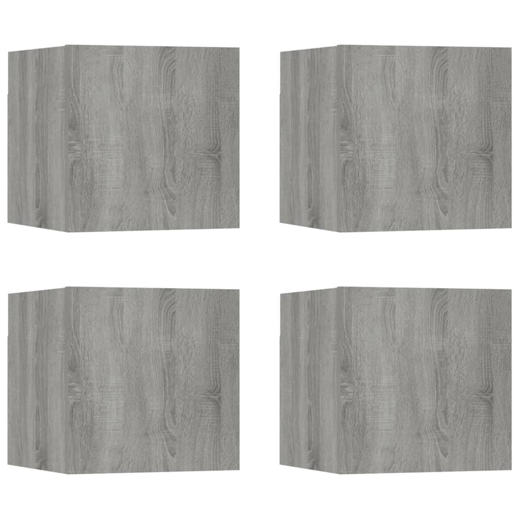 Seinäkiinnitettävät TV-kaapit 4 kpl harmaa Sonoma 30,5x30x30 cm - Sisustajankoti.fi
