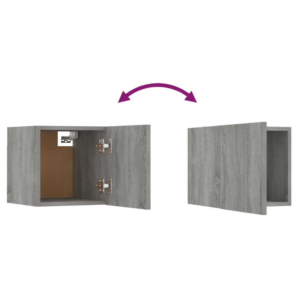 Seinäkiinnitettävät TV-kaapit 4 kpl harmaa Sonoma 30,5x30x30 cm - Sisustajankoti.fi
