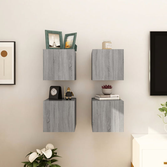 Seinäkiinnitettävät TV-kaapit 4 kpl harmaa Sonoma 30,5x30x30 cm - Sisustajankoti.fi