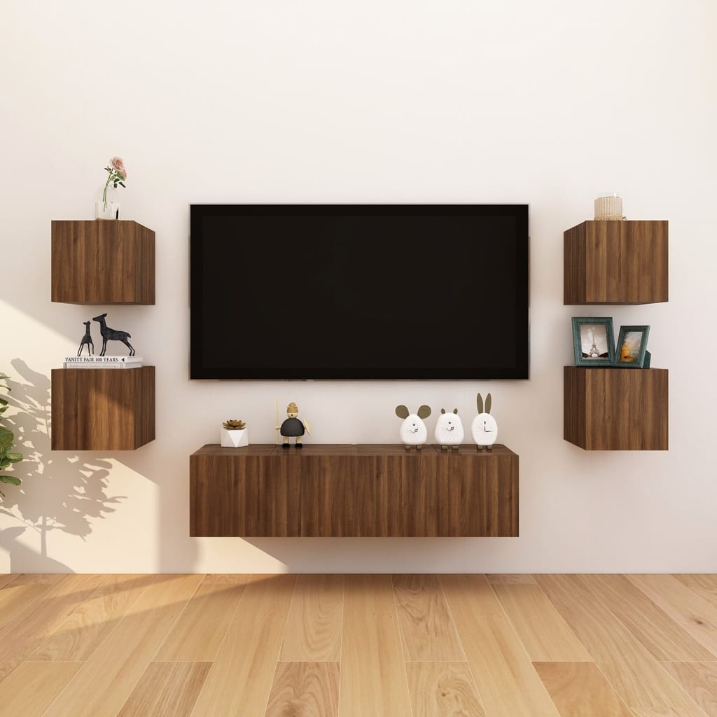 Seinäkiinnitettävät TV-kaapit 2 kpl ruskea tammi 30,5x30x30 cm - Sisustajankoti.fi
