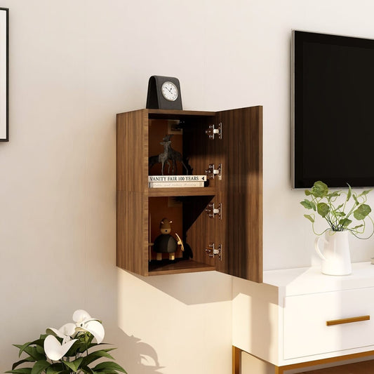 Seinäkiinnitettävät TV-kaapit 2 kpl ruskea tammi 30,5x30x30 cm - Sisustajankoti.fi