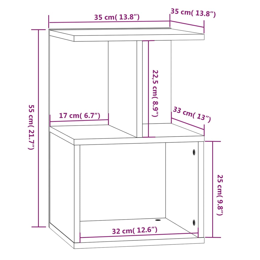 Yöpöydät 2 kpl ruskea tammi 35x35x55 cm tekninen puu - Sisustajankoti.fi