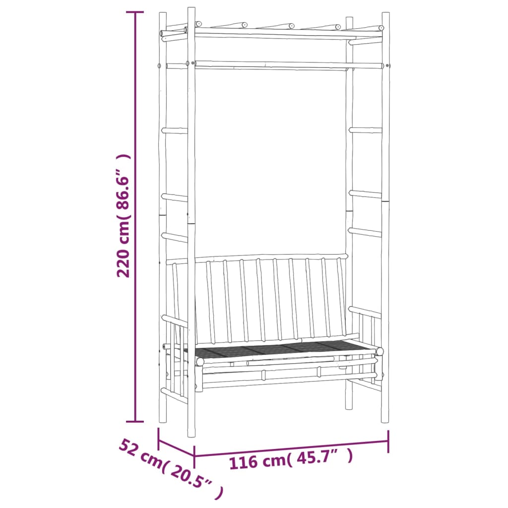 Puutarhapenkki pergolalla 116 cm bambu - Sisustajankoti.fi