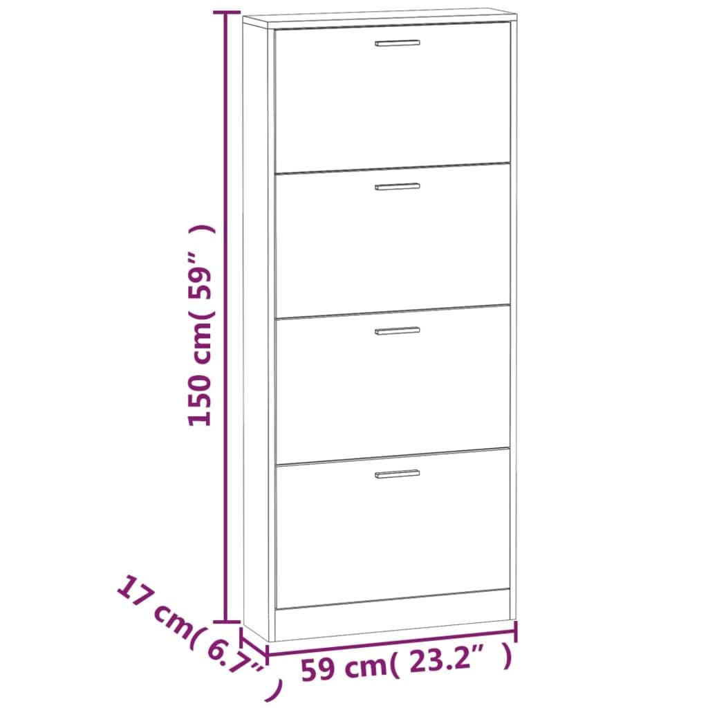 Kenkäkaappi ruskea tammi 59x17x150 cm tekninen puu - Sisustajankoti.fi