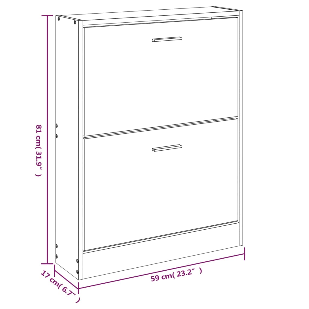 Kenkäkaappi ruskea tammi 59x17x81 cm tekninen puu - Sisustajankoti.fi