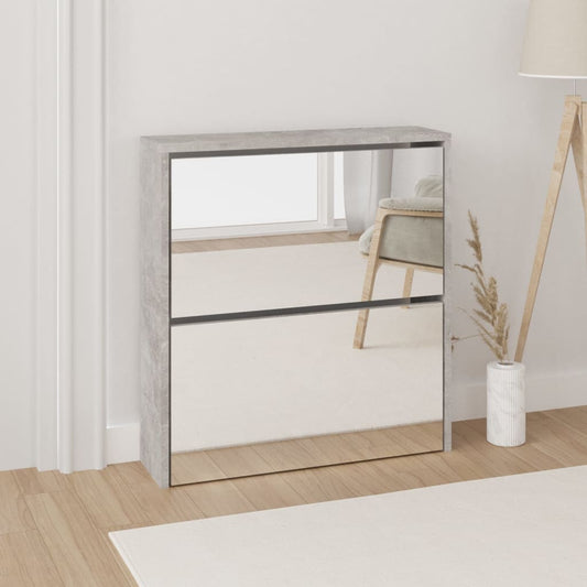 Kenkäkaappi peilillä 2-kerroksinen betoninharmaa 63x17x67 cm - Sisustajankoti.fi