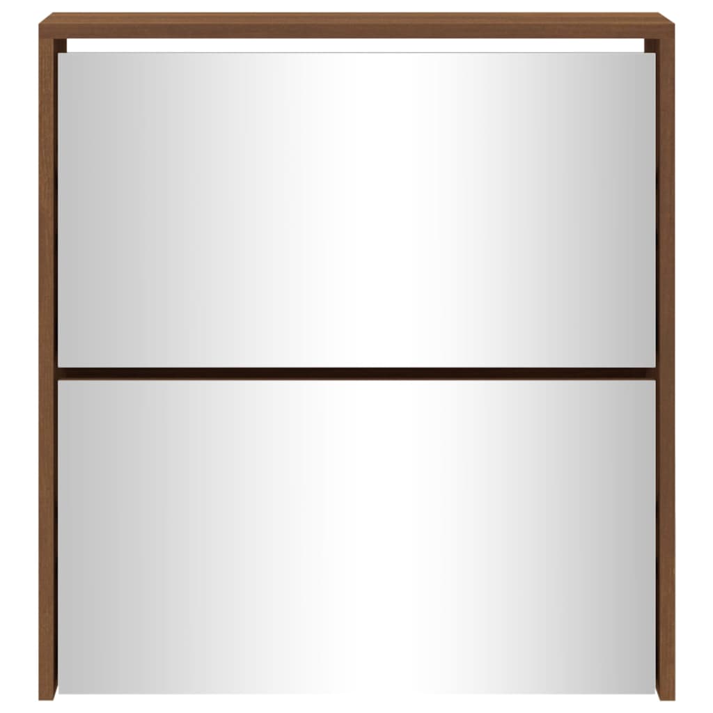 Kenkäkaappi peilillä 2-kerroksinen ruskea tammi 63x17x67 cm - Sisustajankoti.fi