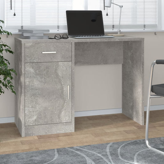 Työpöytä laatikolla ja kaapilla betoninharmaa 100x40x73 cm puu - Sisustajankoti.fi