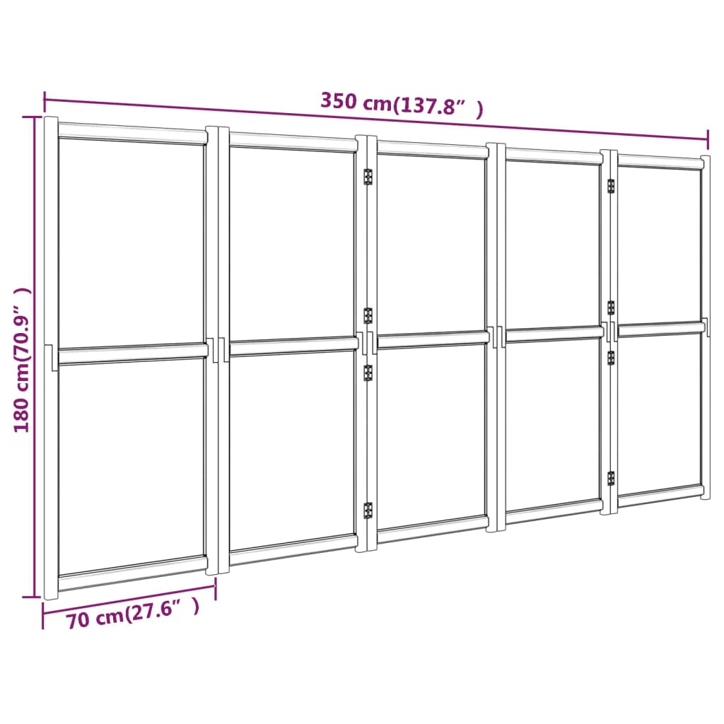 5-paneelinen tilanjakaja musta 350x180 cm - Sisustajankoti.fi