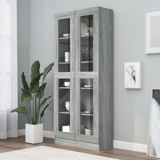 Vitriinikaappi harmaa Sonoma 82,5x30,5x185,5 cm tekninen puu - Sisustajankoti.fi