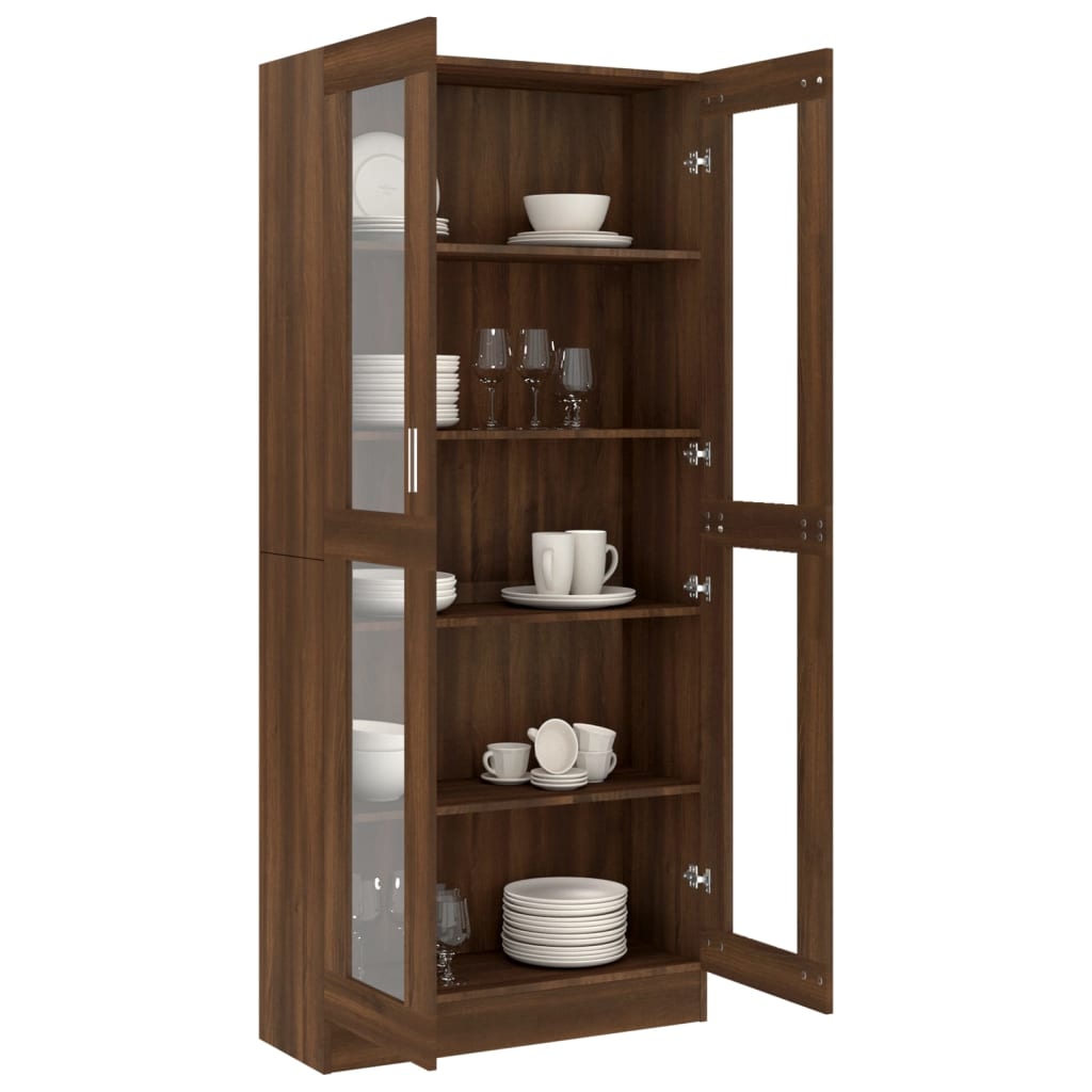 Vitriinikaappi ruskea tammi 82,5x30,5x185,5 cm tekninen puu - Sisustajankoti.fi