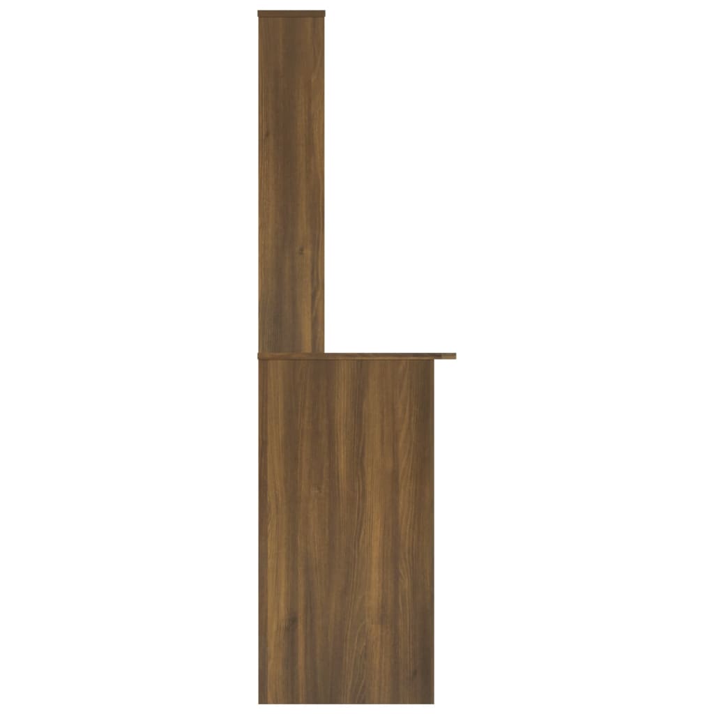 Työpöytä hyllyillä ruskea tammi 110x45x157 cm tekninen puu - Sisustajankoti.fi