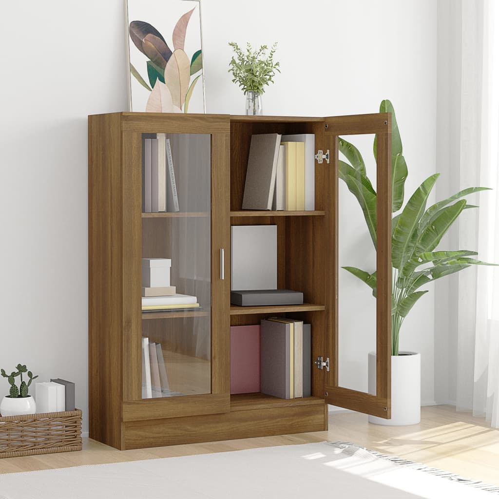 Vitriinikaappi ruskea tammi 82,5x30,5x115 cm tekninen puu - Sisustajankoti.fi