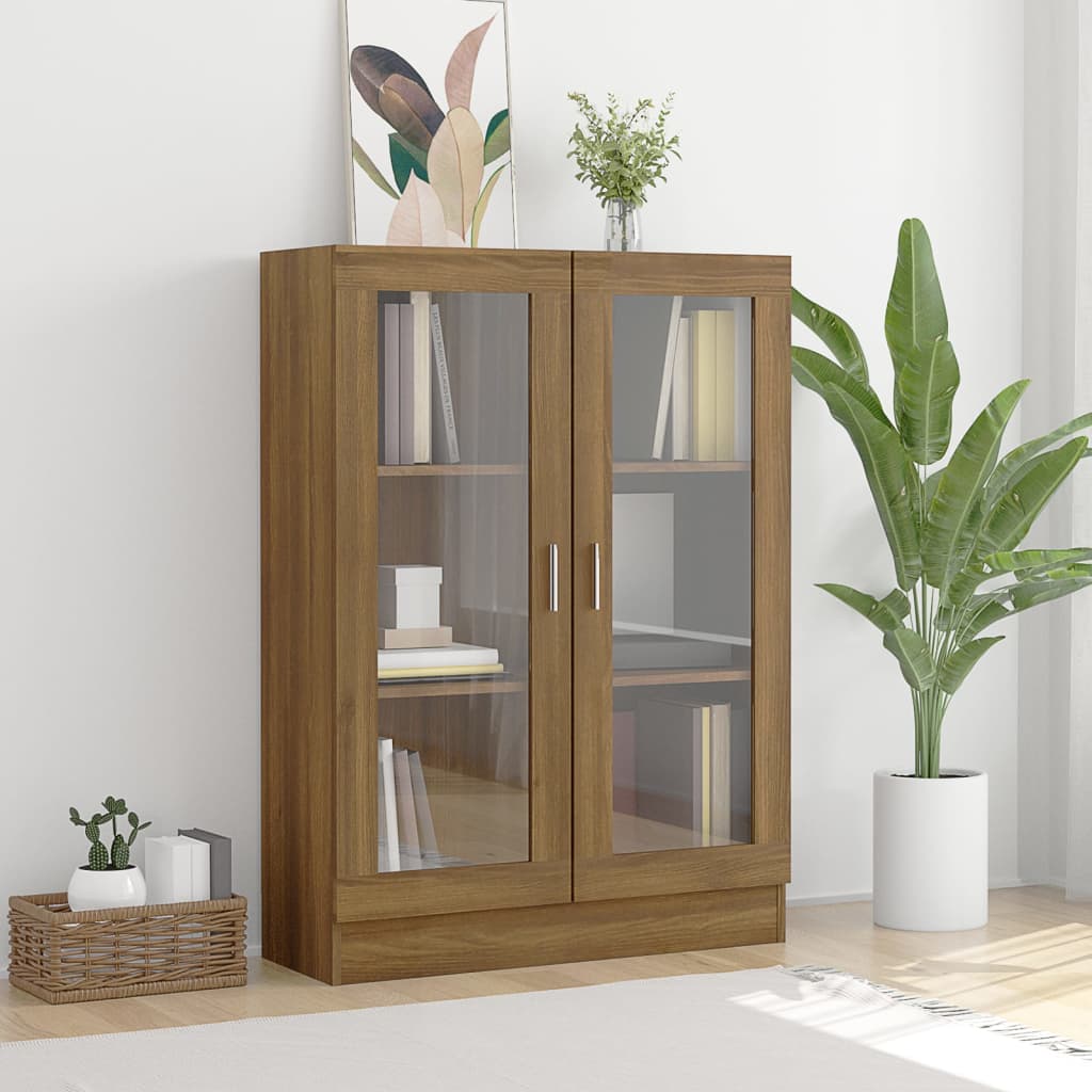 Vitriinikaappi ruskea tammi 82,5x30,5x115 cm tekninen puu - Sisustajankoti.fi
