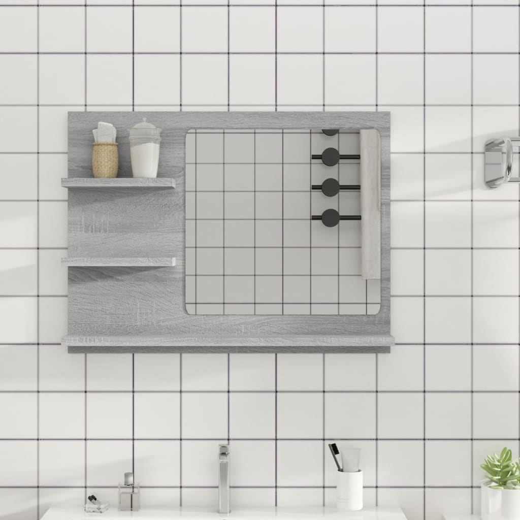 Kylpyhuoneen peili harmaa Sonoma 60x10,5x45 cm tekninen puu - Sisustajankoti.fi