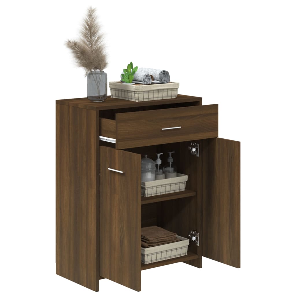 Kylpyhuoneen kaappi ruskea tammi 60x33x80 cm tekninen puu - Sisustajankoti.fi