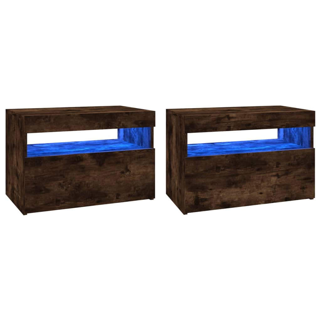 TV-tasot 2 kpl LED-valoilla savutammi 60x35x40 cm - Sisustajankoti.fi