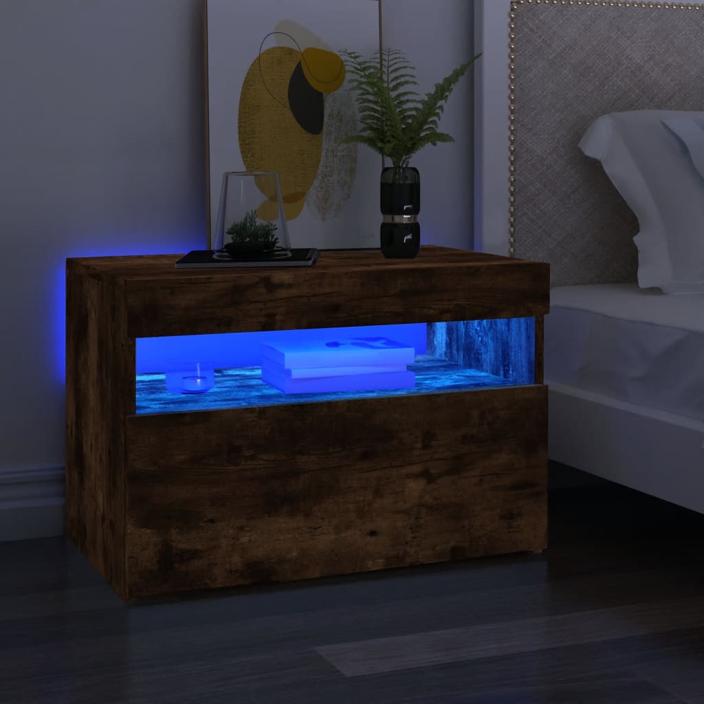 TV-tasot 2 kpl LED-valoilla savutammi 60x35x40 cm - Sisustajankoti.fi