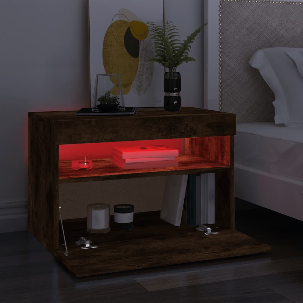 TV-tasot 2 kpl LED-valoilla savutammi 60x35x40 cm - Sisustajankoti.fi