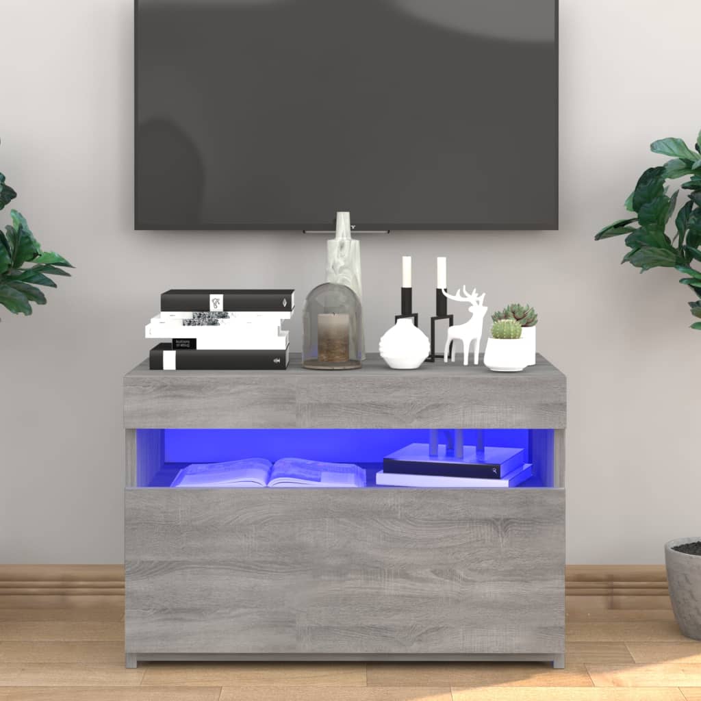 TV-taso LED-valoilla harmaa Sonoma 60x35x40 cm - Sisustajankoti.fi