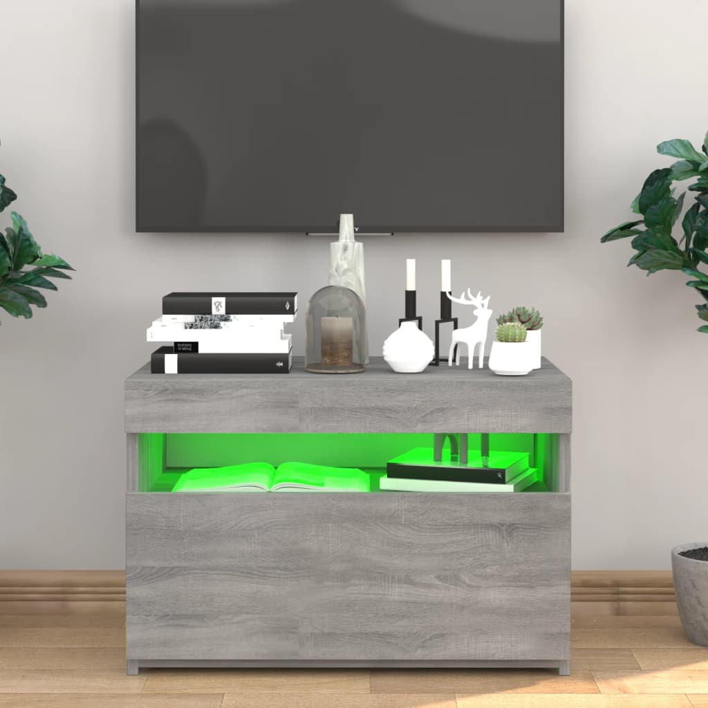 TV-taso LED-valoilla harmaa Sonoma 60x35x40 cm - Sisustajankoti.fi