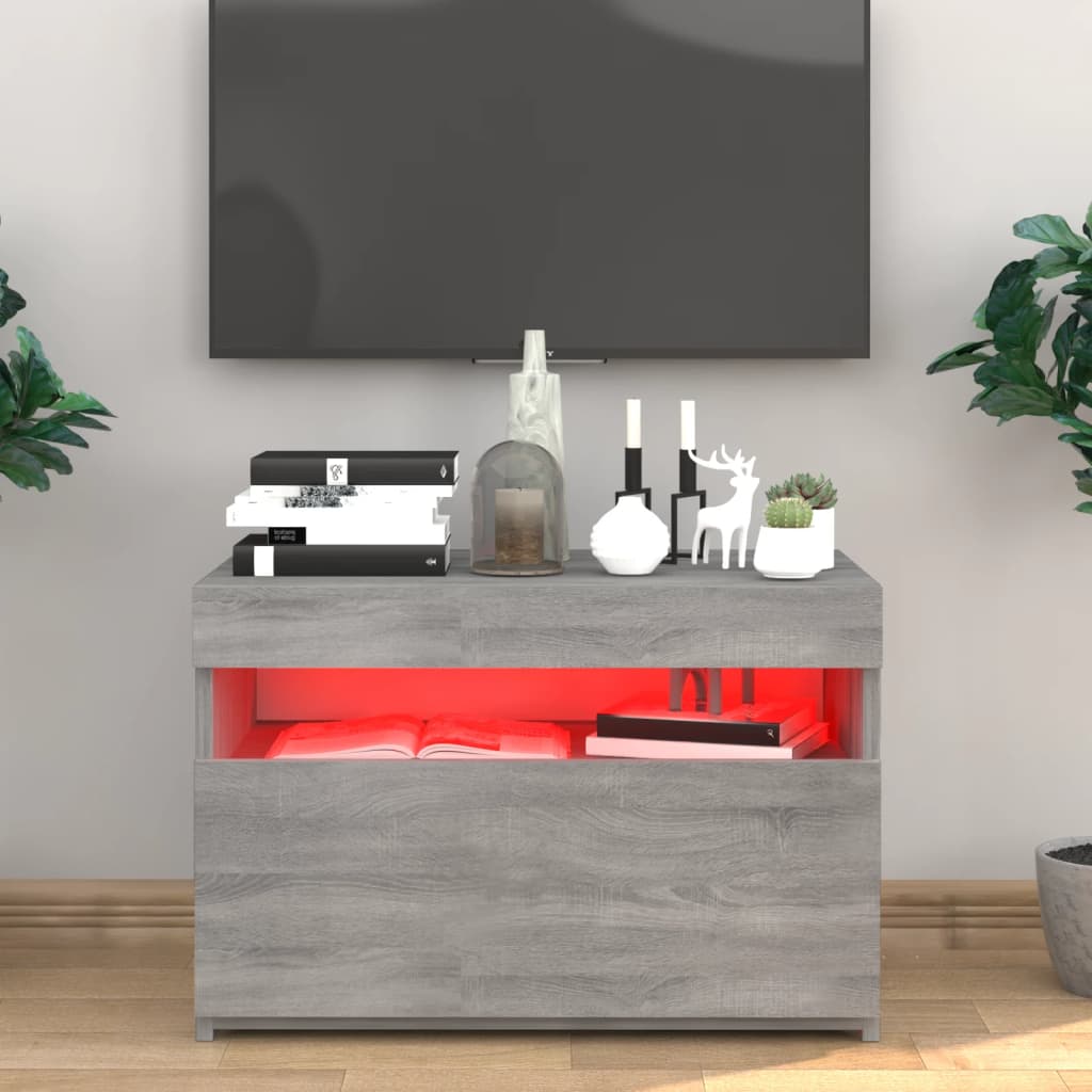TV-taso LED-valoilla harmaa Sonoma 60x35x40 cm - Sisustajankoti.fi