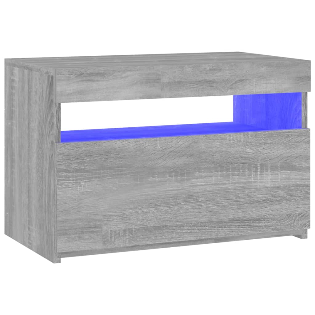 TV-taso LED-valoilla harmaa Sonoma 60x35x40 cm - Sisustajankoti.fi