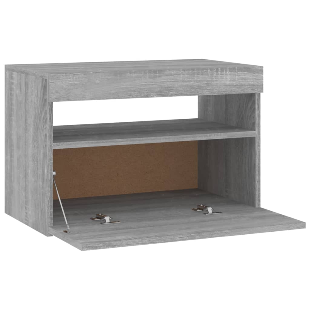 TV-taso LED-valoilla harmaa Sonoma 60x35x40 cm - Sisustajankoti.fi