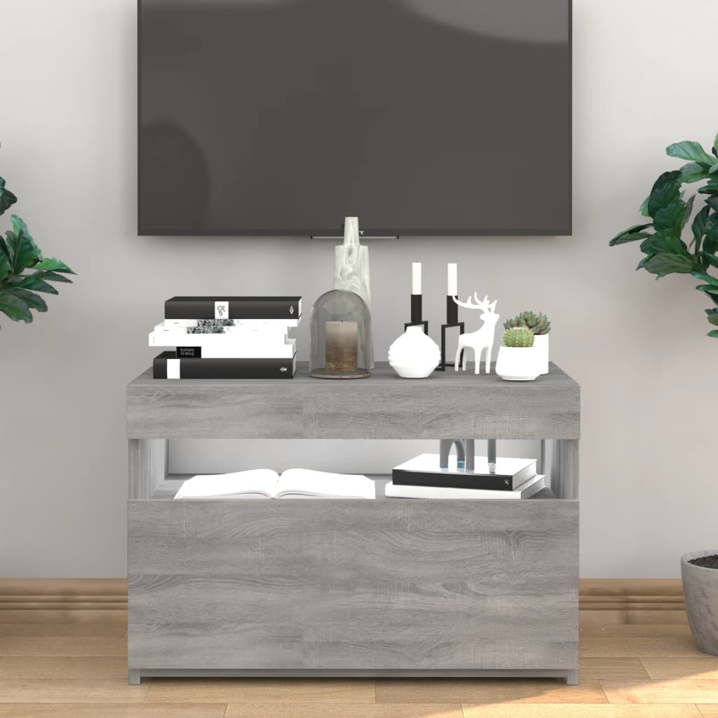 TV-taso LED-valoilla harmaa Sonoma 60x35x40 cm - Sisustajankoti.fi