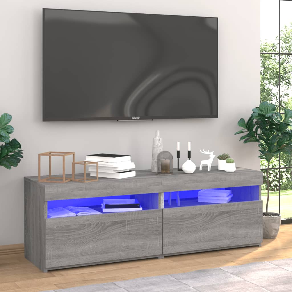 TV-tasot 2 kpl LED-valoilla harmaa Sonoma 60x35x40 cm - Sisustajankoti.fi