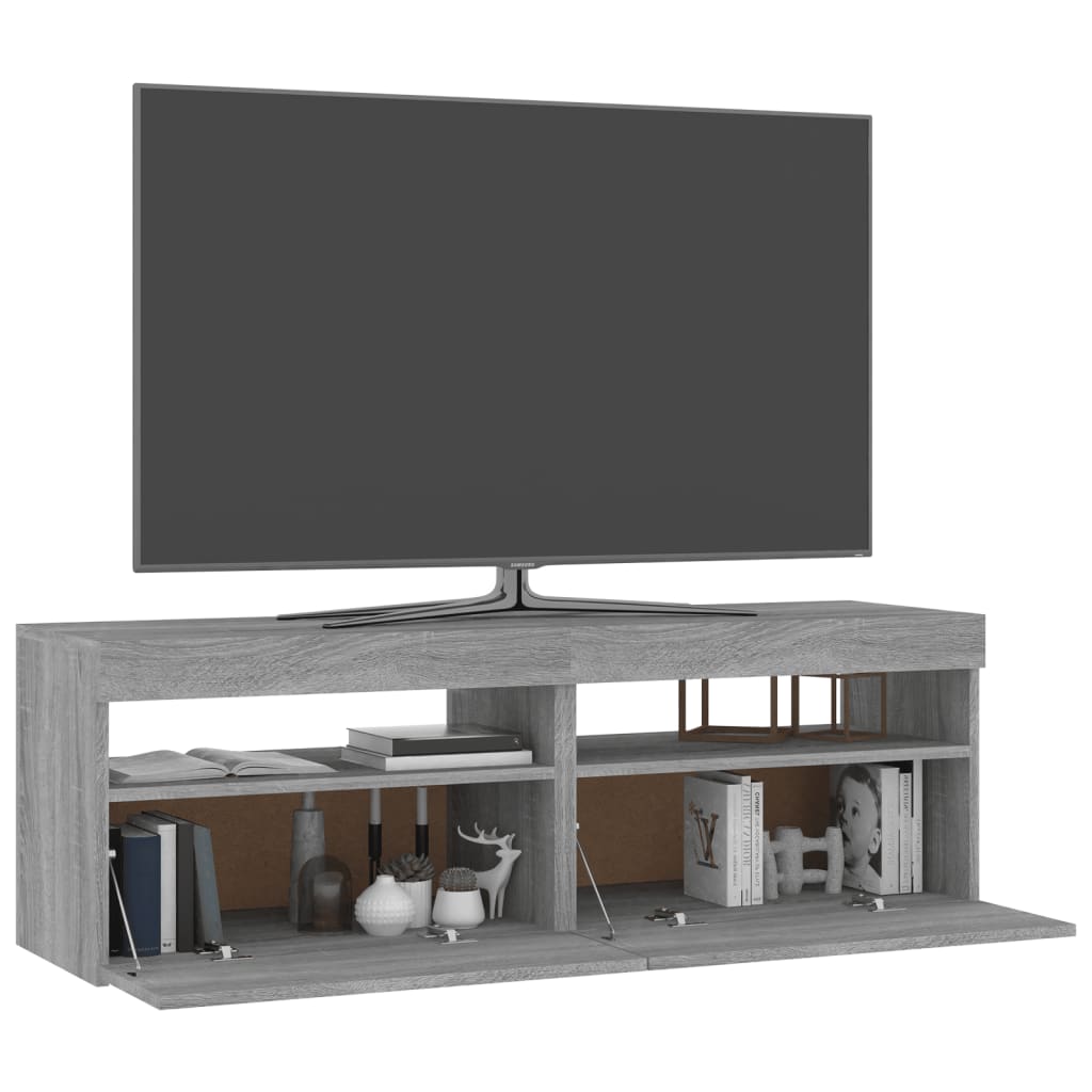 TV-tasot 2 kpl LED-valoilla harmaa Sonoma 60x35x40 cm - Sisustajankoti.fi