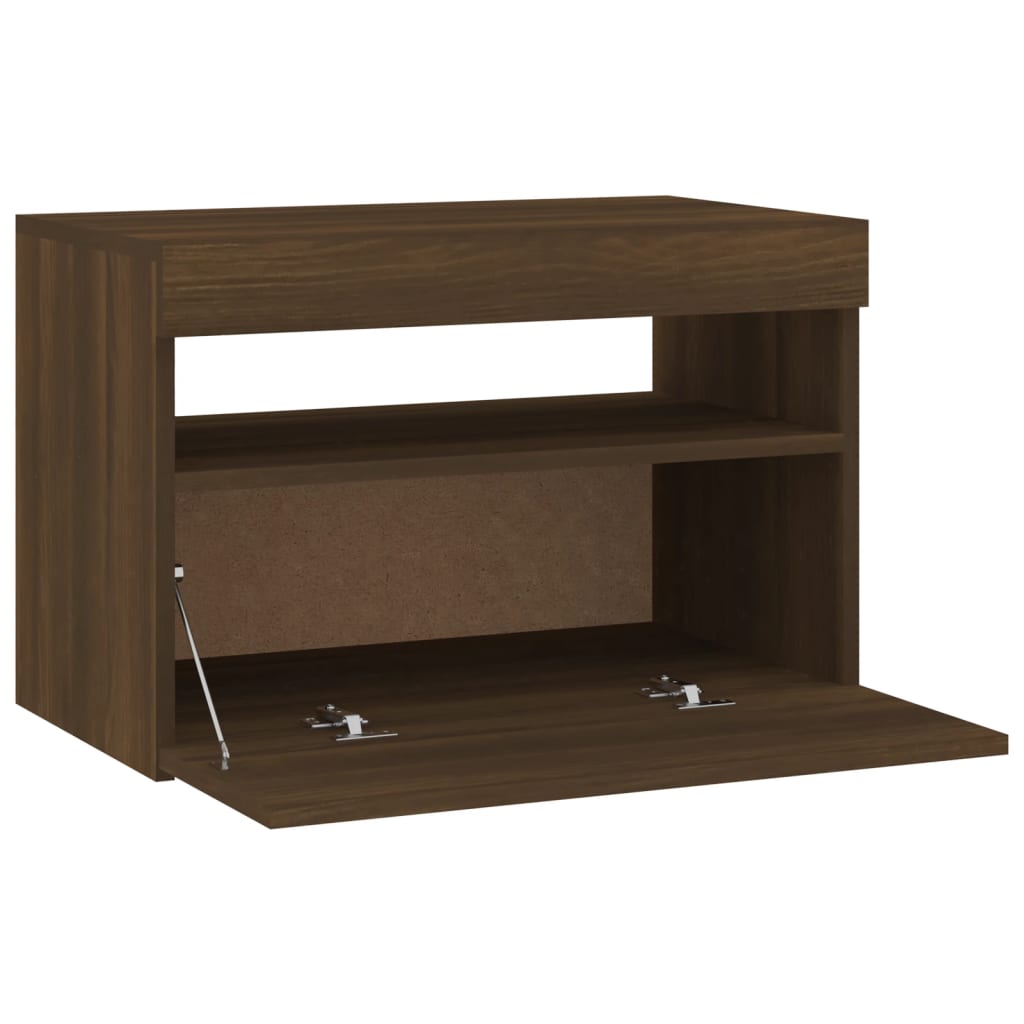 TV-taso LED-valoilla ruskea tammi 60x35x40 cm - Sisustajankoti.fi