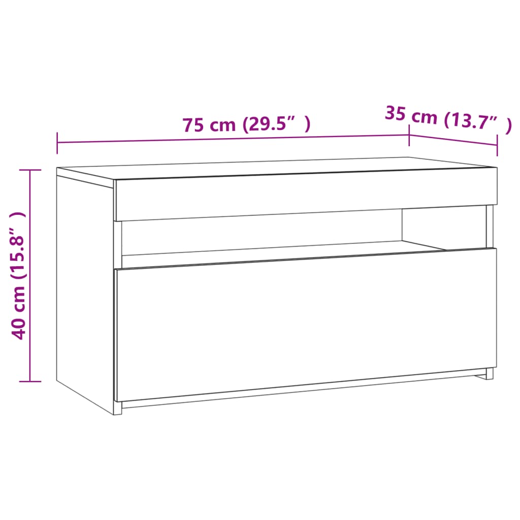 TV-taso LED-valoilla ruskea tammi 60x35x40 cm - Sisustajankoti.fi