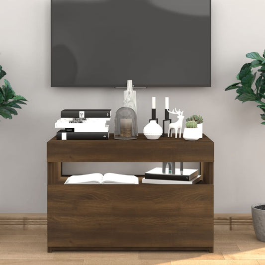 TV-taso LED-valoilla ruskea tammi 60x35x40 cm - Sisustajankoti.fi
