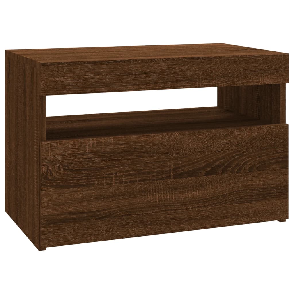 TV-tasot 2 kpl LED-valoilla ruskea tammi 60x35x40 cm - Sisustajankoti.fi