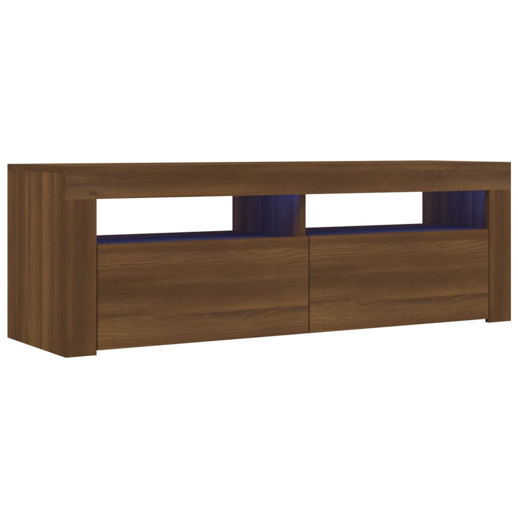 TV-taso LED-valoilla ruskea tammi 120x35x40 cm - Sisustajankoti.fi
