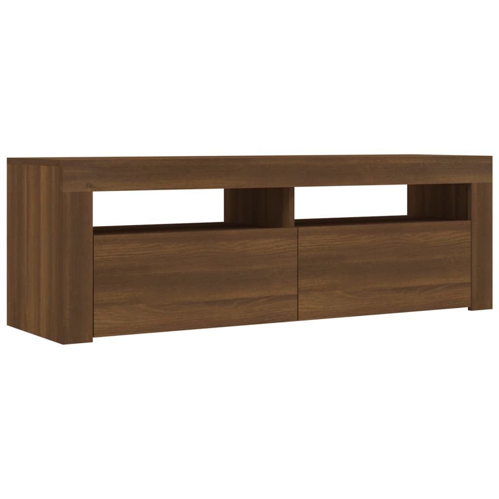 TV-taso LED-valoilla ruskea tammi 120x35x40 cm - Sisustajankoti.fi