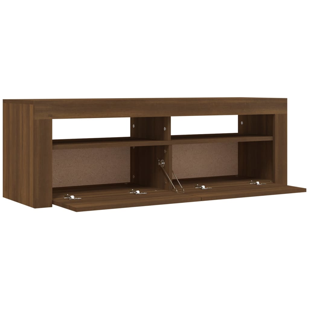 TV-taso LED-valoilla ruskea tammi 120x35x40 cm - Sisustajankoti.fi