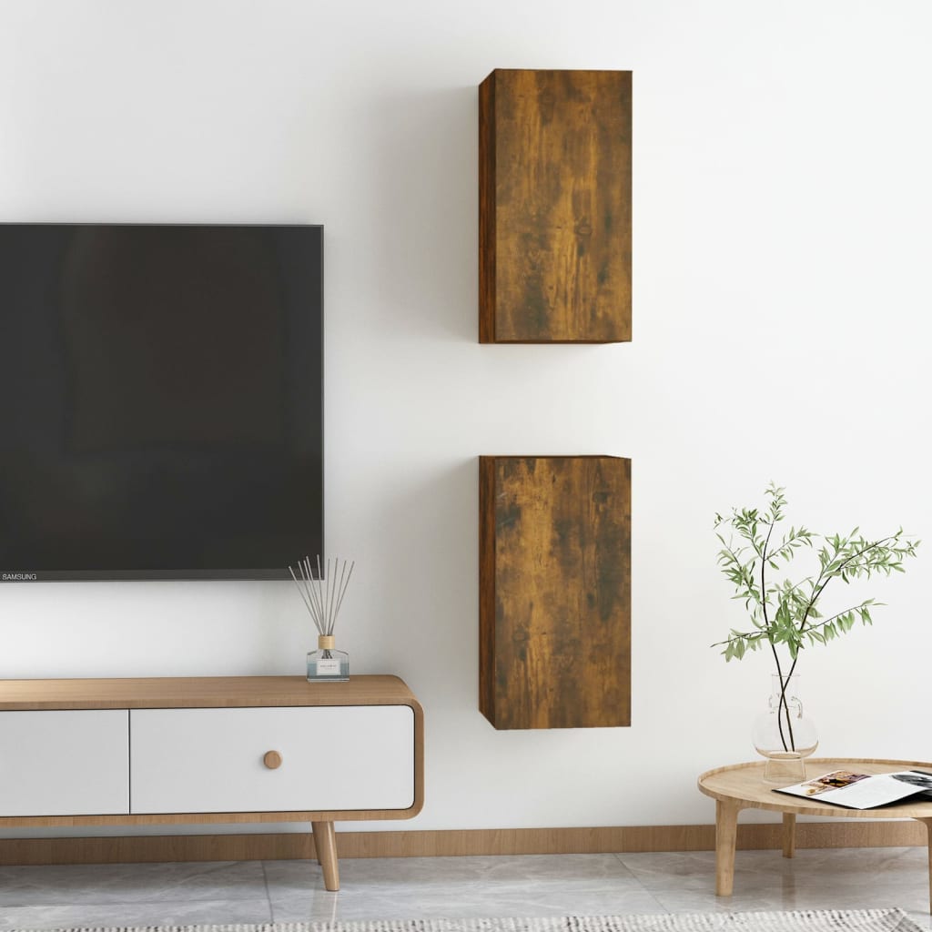 TV-tasot 2 kpl savutammi 30,5x30x60 cm tekninen puu - Sisustajankoti.fi