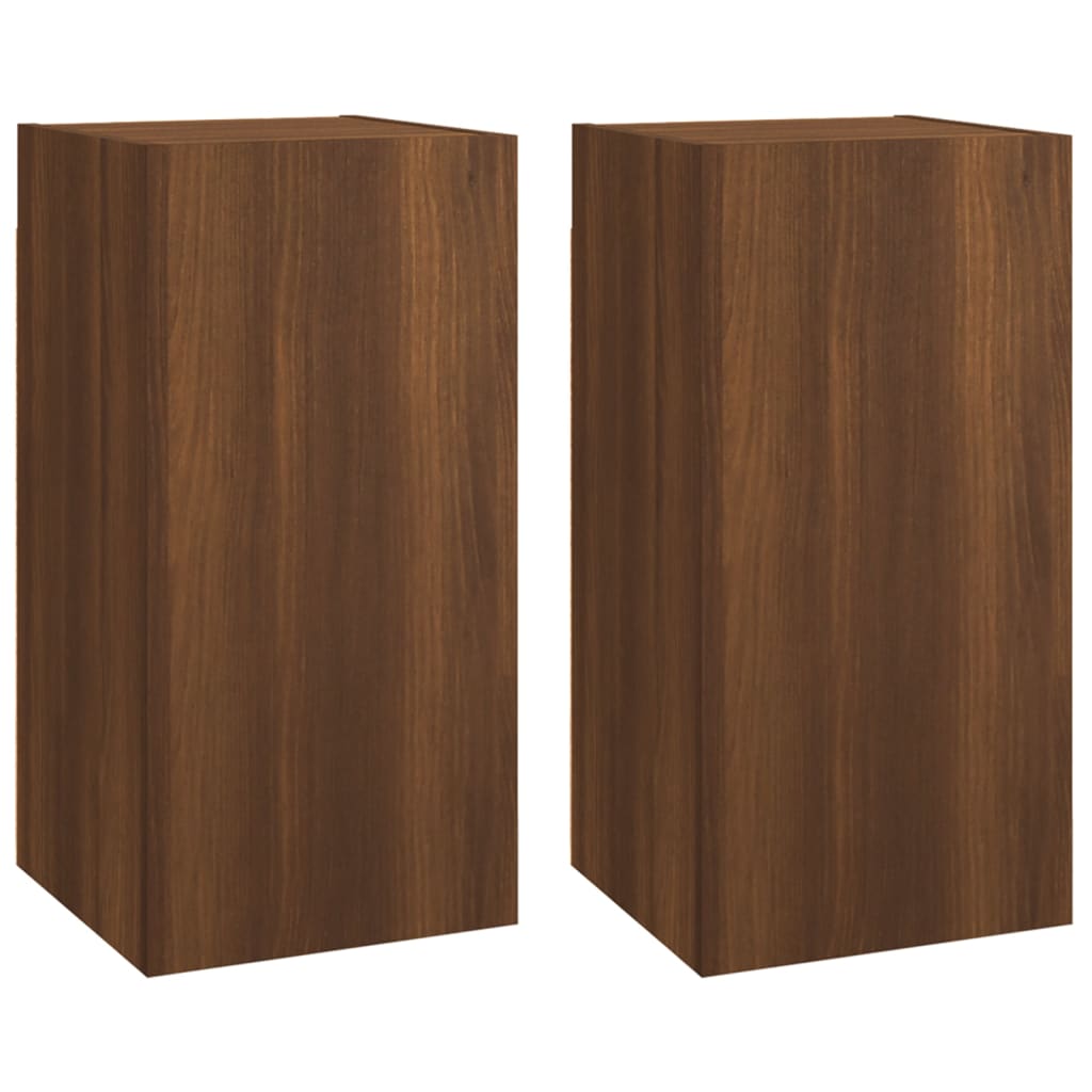 TV-taso 2 kpl ruskea tammi 30,5x30x60 cm tekninen puu - Sisustajankoti.fi