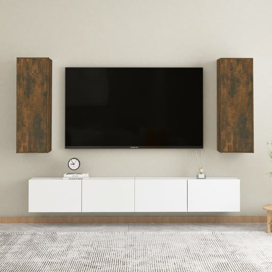 TV-tasot 2 kpl savutammi 30,5x30x90 cm tekninen puu - Sisustajankoti.fi